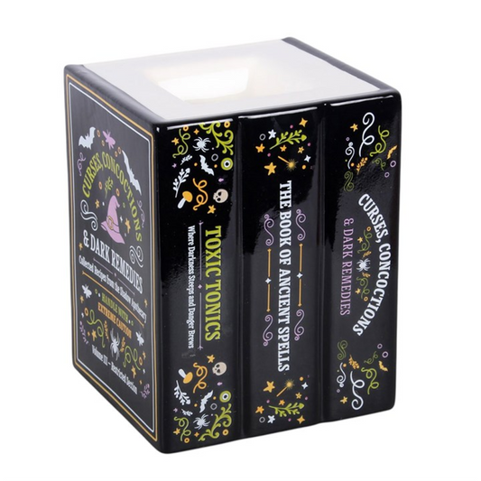 Witch's Apothecary Book Shaped Oil Burner and Wax Warmer | Ceramic Wax Melt Burner & Oil Warmer | Wiccan Witchy Decor | Birthday Gift