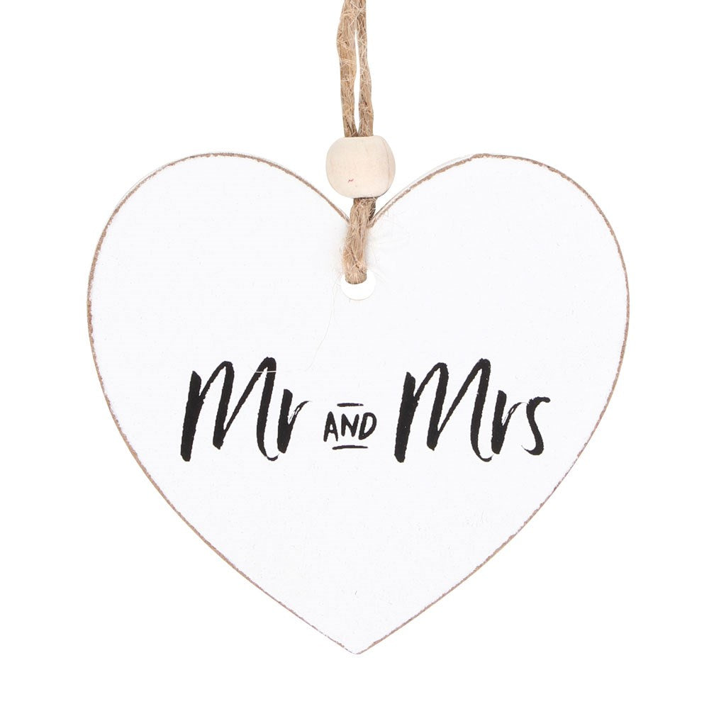 Mr and Mrs Hanging Heart Sentiment Sign