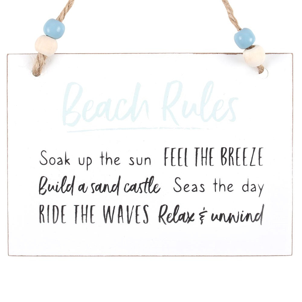 Beach Rules Hanging Sign