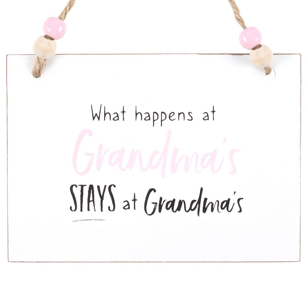 What Happens at Grandma's Hanging Sign