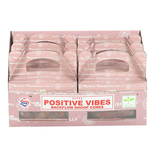 12 Packs of Positive Vibes Backflow Dhoop Incense Cones by Satya