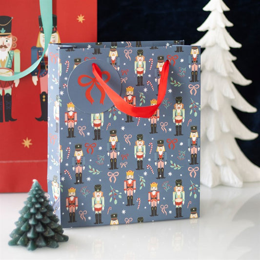 23cm Blue Nutcracker Print Gift Bag