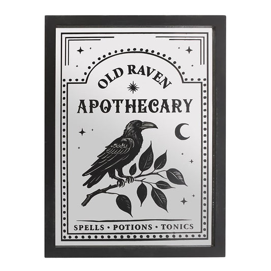 Old Raven Apothecary Mirrored Wall Art | Wall Decor | Wiccan Witchy Decor | Housewarming Gift