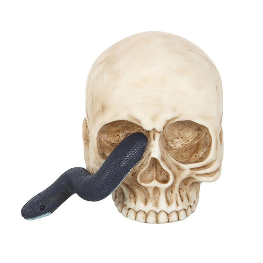 Skull Ornament with Snake | Sculpted Ornament | Gothic Alt Home Decor | Unique Gift Idea