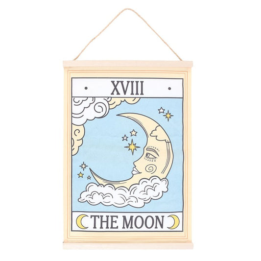 The Moon Vintage Tarot Wall Hanging | Wall Decor | Witchy Divination Gift | Gift for Him