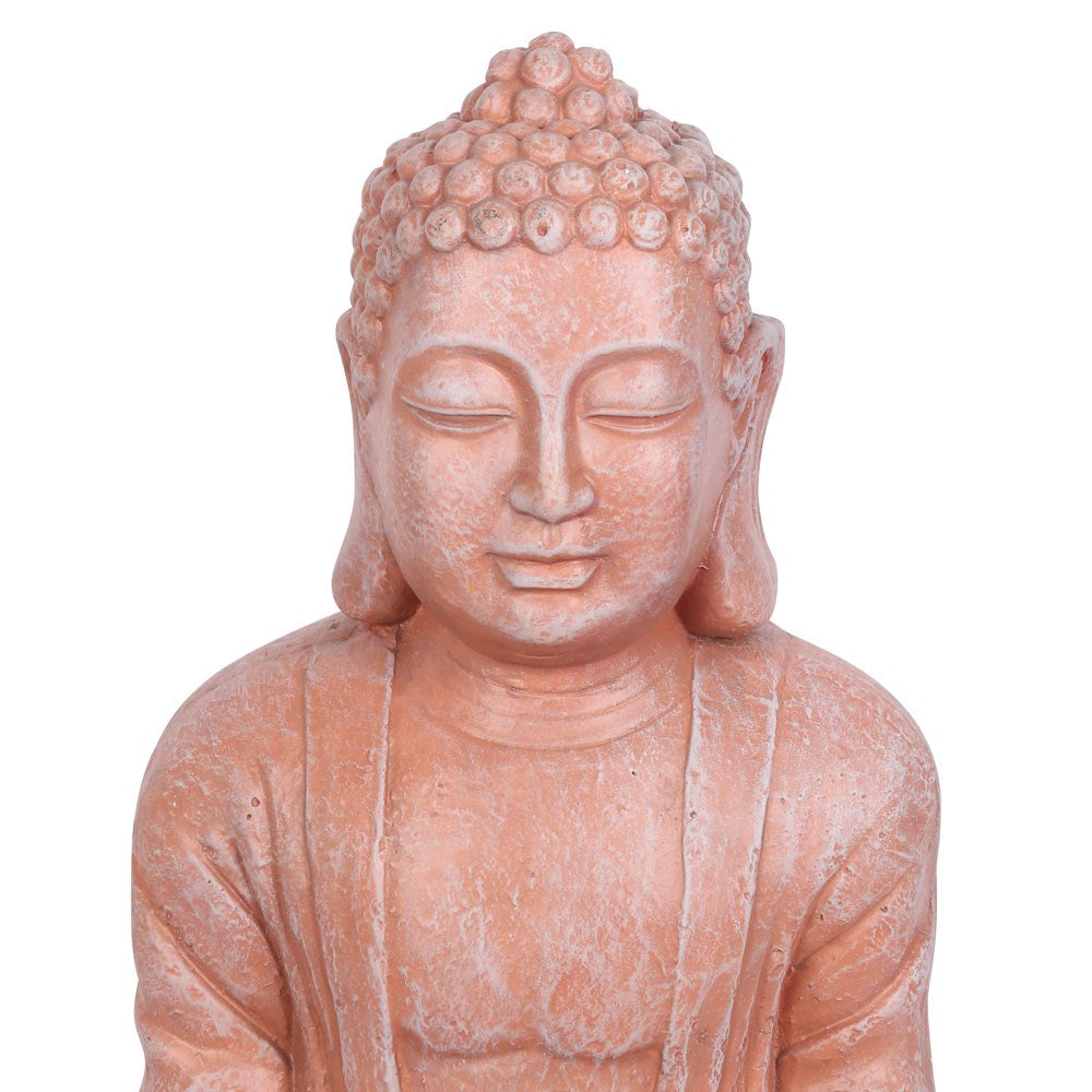Terracotta Effect 58cm Hands In Lap Sitting Garden Buddha