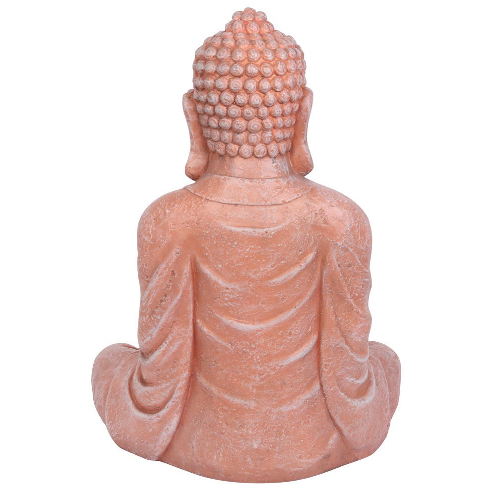 Terracotta Effect 58cm Hands In Lap Sitting Garden Buddha