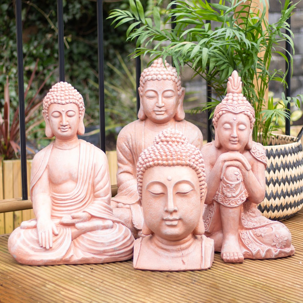 Terracotta Effect 56cm Sitting Garden Buddha