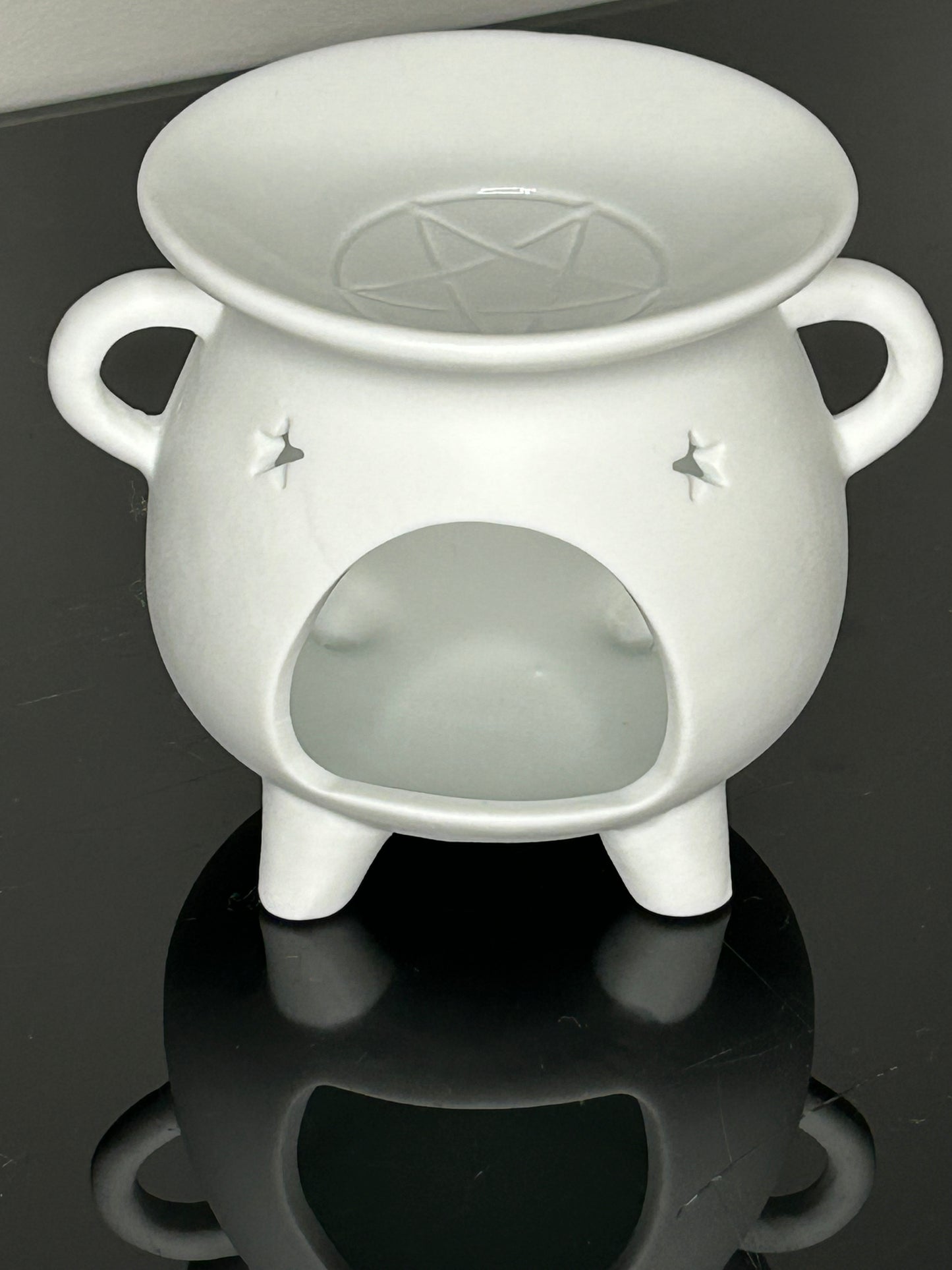 White Pentagram Cauldron Oil Burner