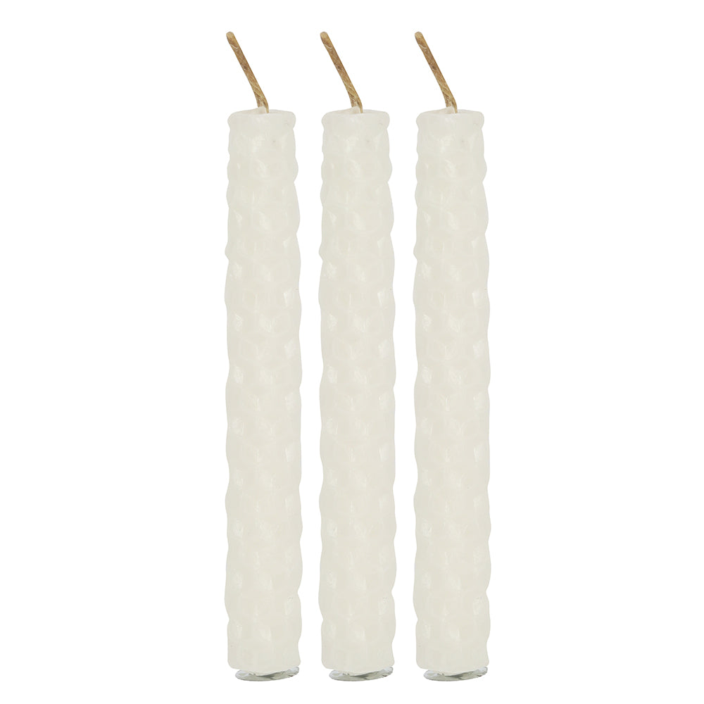 Set of 6 White Beeswax Spell Candles