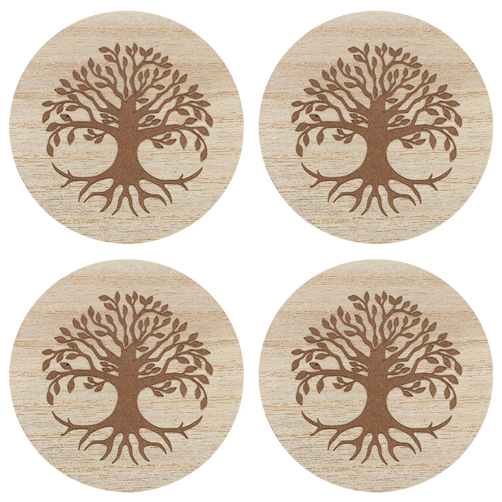 Set of 4 Tree of Life Engraved Coasters