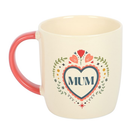 Mum Folk Heart Mug