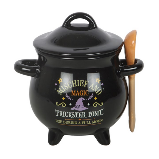 Mischief and Magic Cauldron Soup Bowl with Spoon | Cauldron | Wiccan Witchy Decor | Gift for Him