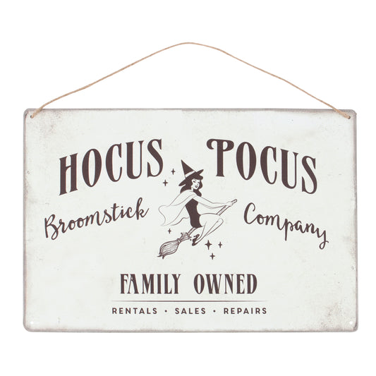 Hocus Pocus Broomstick Company Metal Hanging Sign