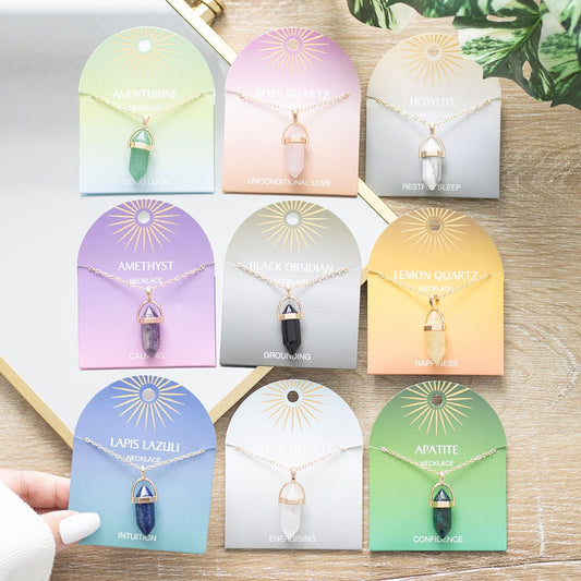 Set of 9 Crystal Pendant Necklaces