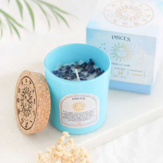 Pisces Gardenia Gemstone Zodiac Candle