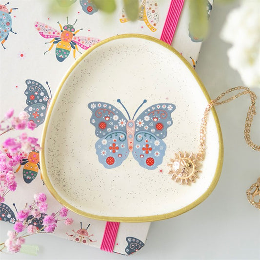 Floral ButterflyTrinket Dish