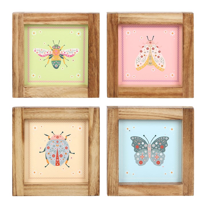 Set of 4 Floral Bug Framed Wall Art Prints