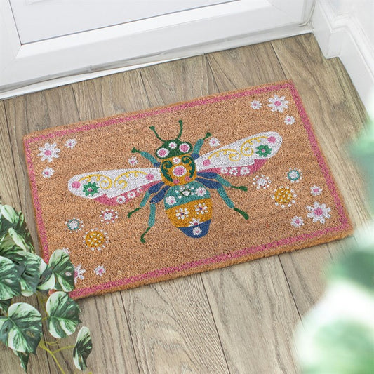 Natural Floral Bee Doormat