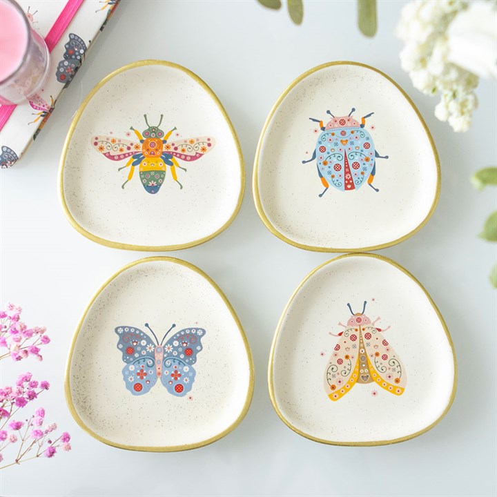 Set of 4 Floral Bug Trinket Dishes