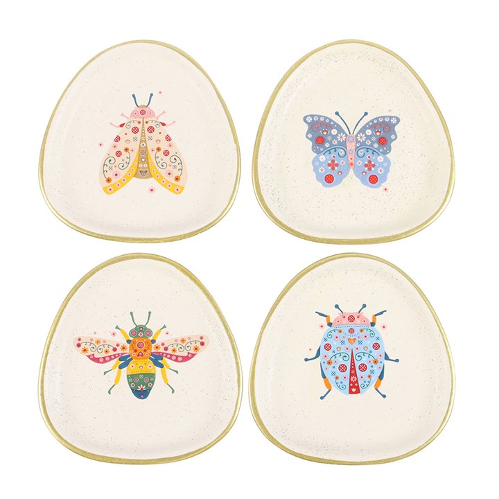 Set of 4 Floral Bug Trinket Dishes