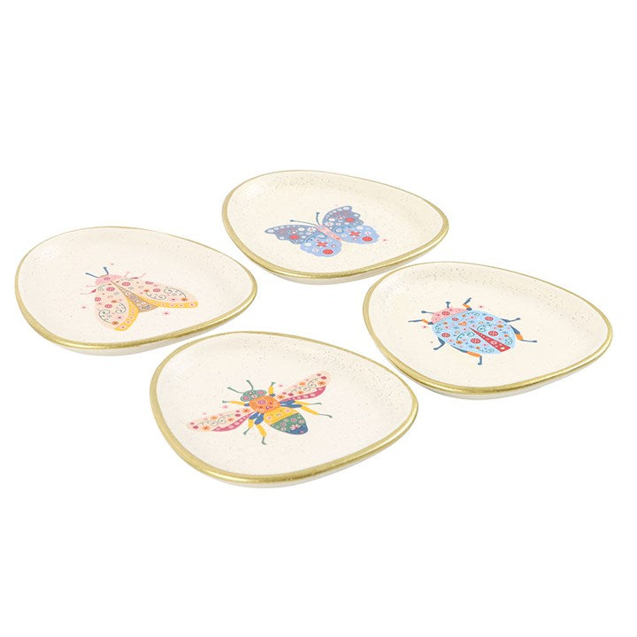 Set of 4 Floral Bug Trinket Dishes