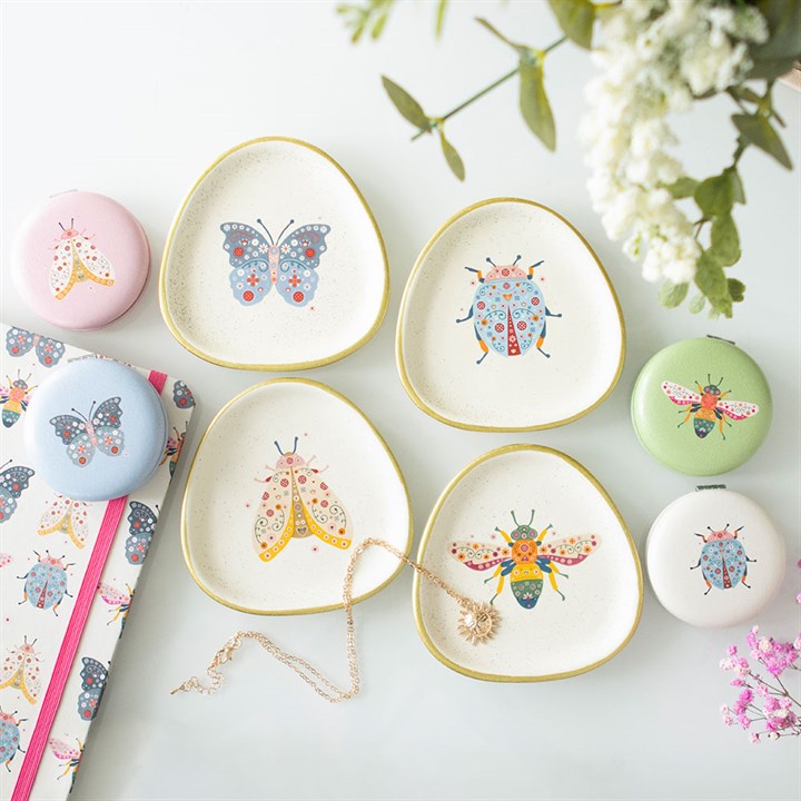 Set of 4 Floral Bug Trinket Dishes