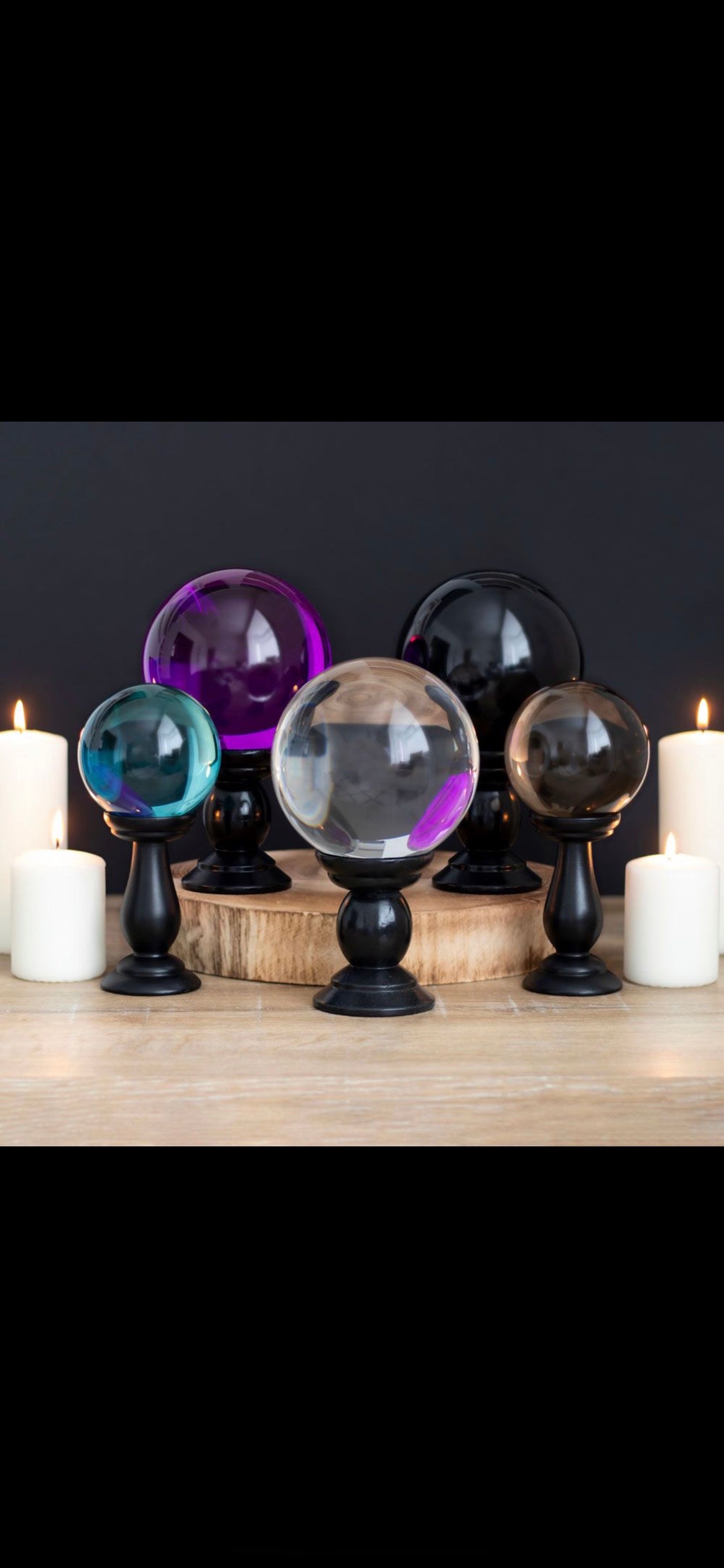 Large Teal Crystal Ball on Stand