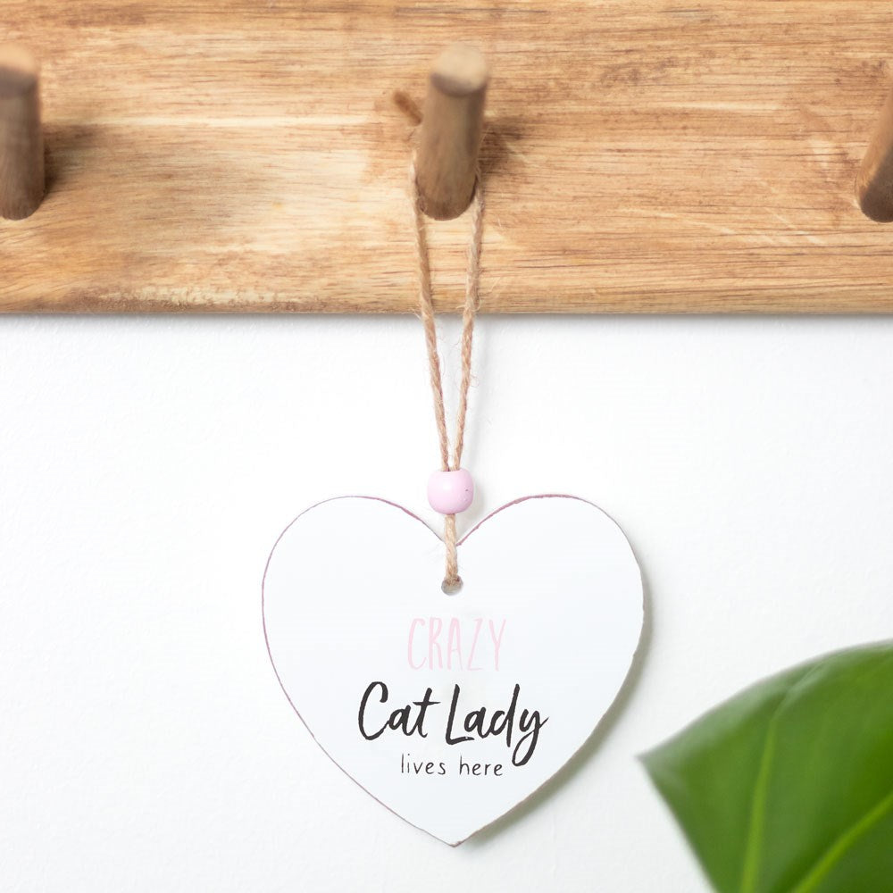 Crazy Cat Lady Hanging Heart Sentiment Sign