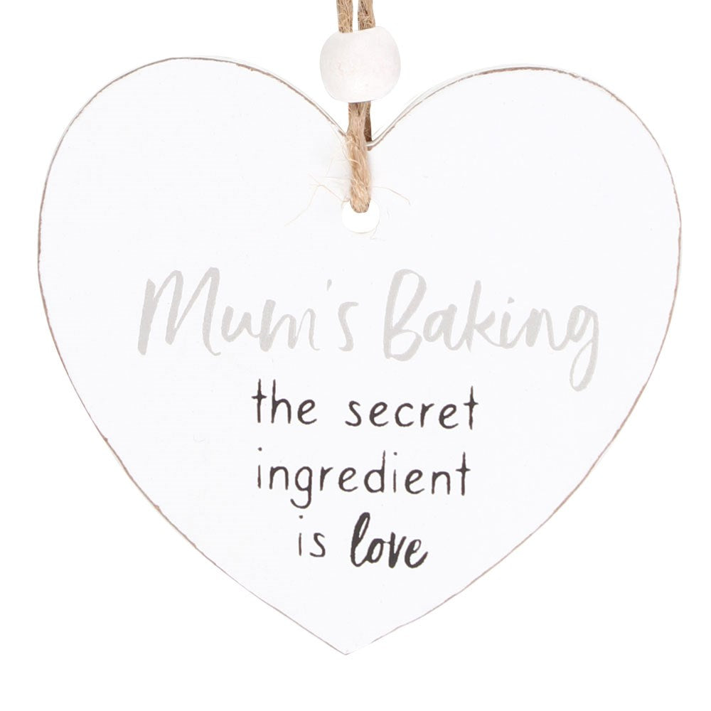 Mum's Baking Secret Ingredient Hanging Heart Sentiment Sign