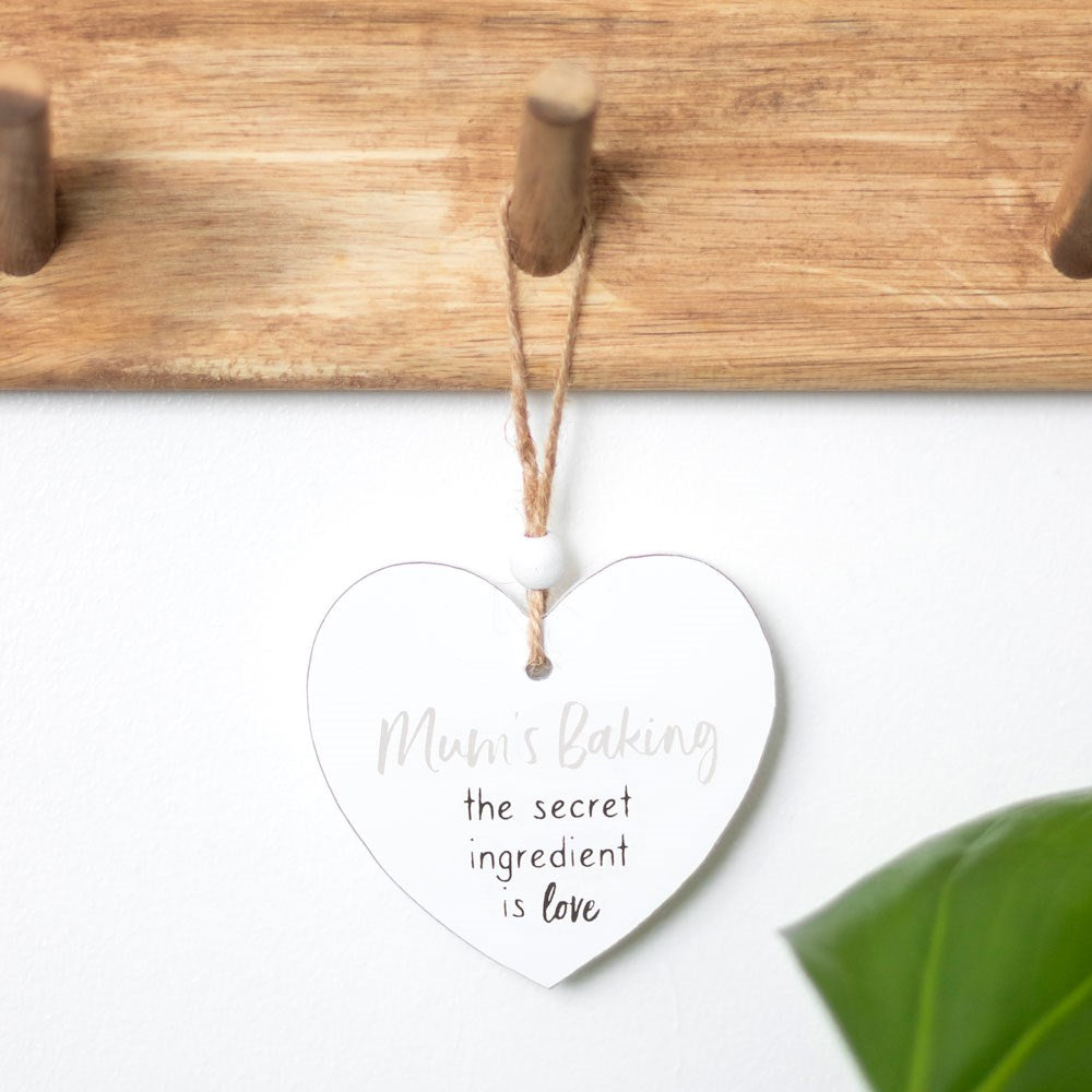 Mum's Baking Secret Ingredient Hanging Heart Sentiment Sign