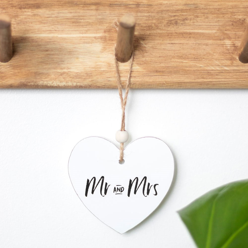 Mr and Mrs Hanging Heart Sentiment Sign