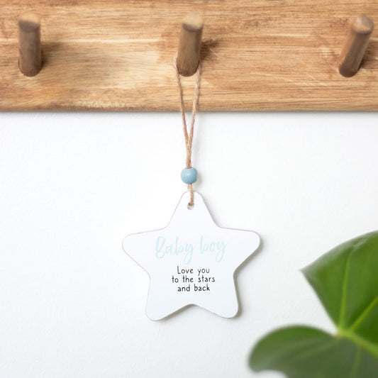 Baby Boy Hanging Star Sentiment Sign