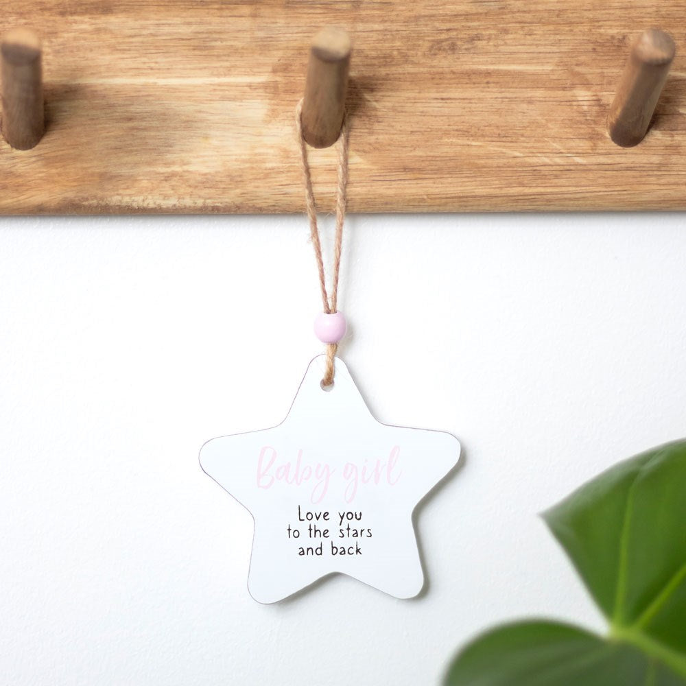 Baby Girl Hanging Star Sentiment Sign