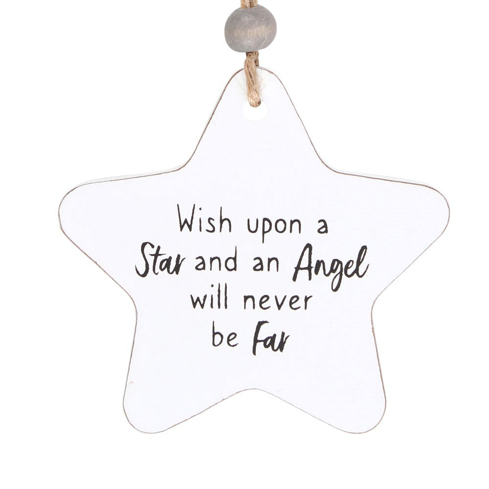 An Angel Will Never Be Far Hanging Star Sentiment Sign