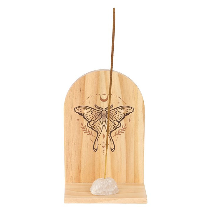 Natural Luna Moth Wooden Incense Holder Shelf