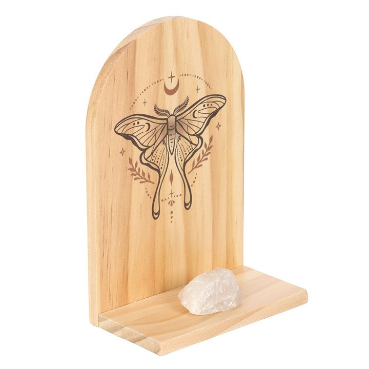 Natural Luna Moth Wooden Incense Holder Shelf