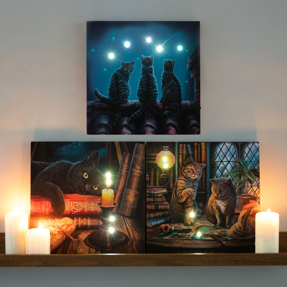 Purrlock Holmes Light Up Canvas Plaque by Lisa Parker