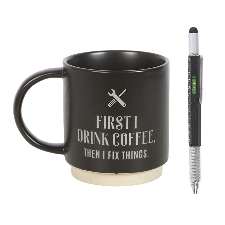 First I Drink Coffee Mug with Multi-tool Pen