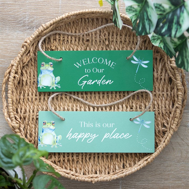 Green Welcome to Our Garden Hanging Sign