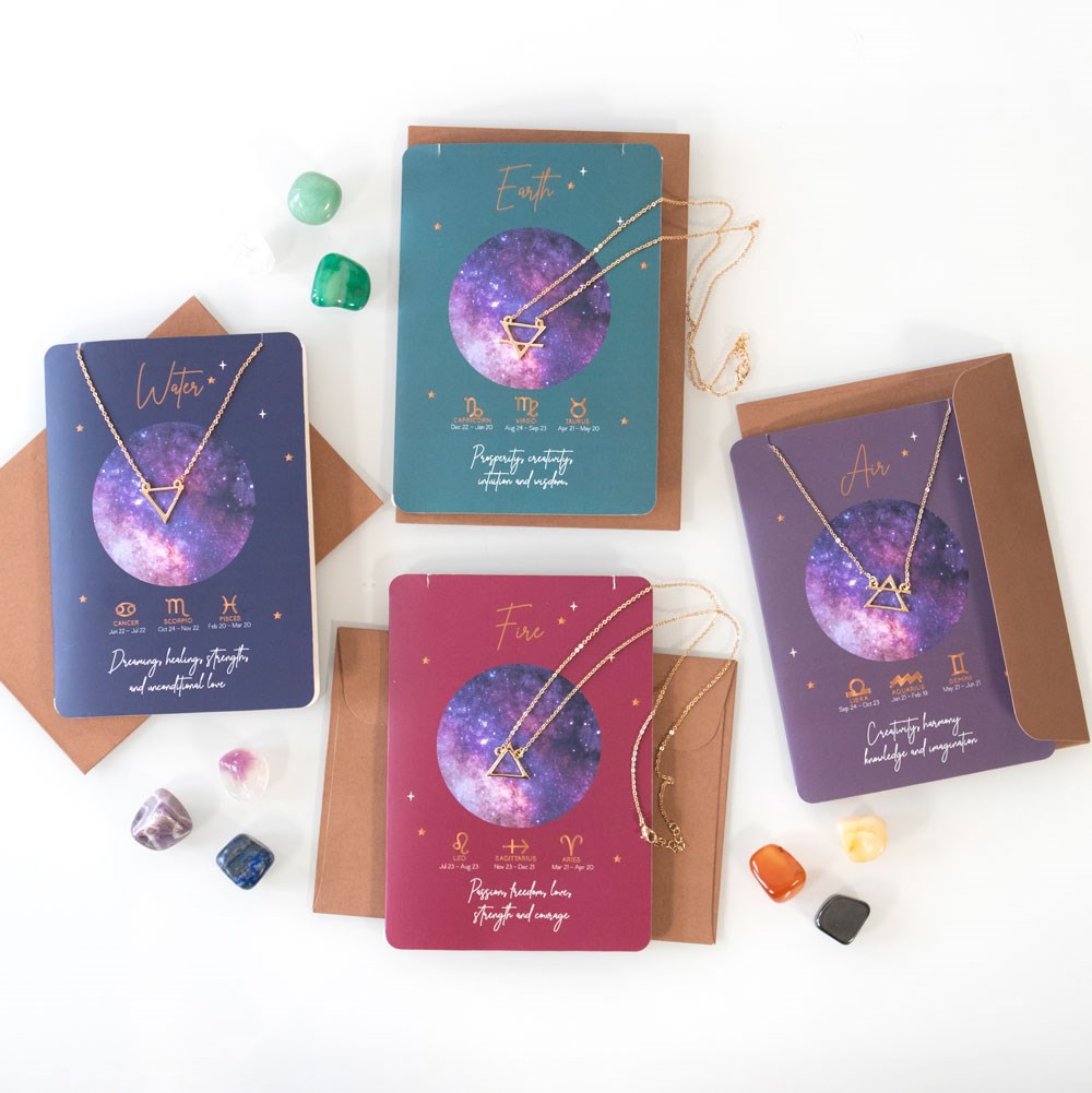 Water Element Zodiac Necklace Card