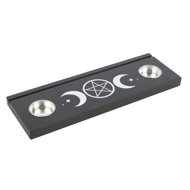 Black Triple Moon Tarot Card Stand Tealight Holder