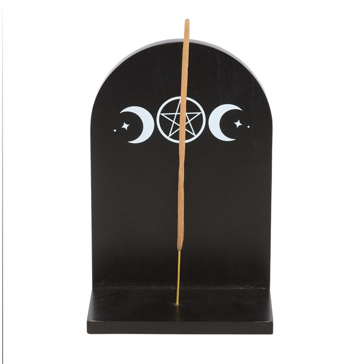 Black Triple Moon Incense Holder Shelf