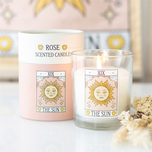 The Sun Vintage Tarot Rose Candle | Scented Candle | Witchy Divination Gift | Gift for Her