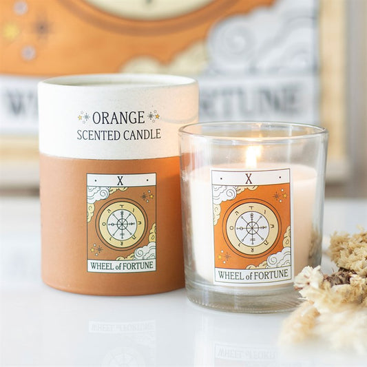 The Wheel of Fortune Vintage Tarot Orange Candle | Scented Candle | Witchy Divination Gift | Unique Gift Idea