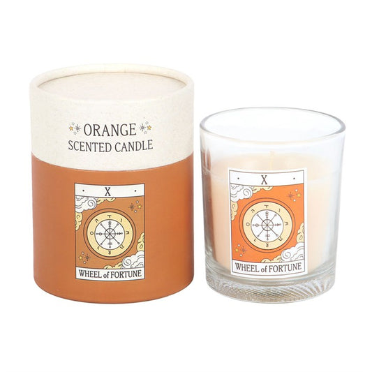 The Wheel of Fortune Vintage Tarot Orange Candle | Scented Candle | Witchy Divination Gift | Unique Gift Idea