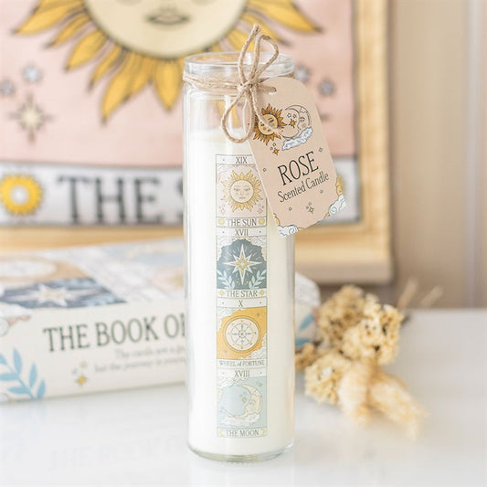 Vintage Tarot Rose Tube Candle | Scented Candle | Witchy Divination Gift | Gift for Him