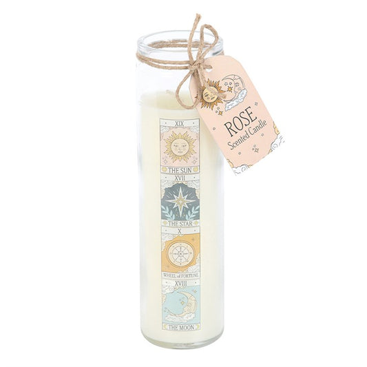 Vintage Tarot Rose Tube Candle | Scented Candle | Witchy Divination Gift | Gift for Him