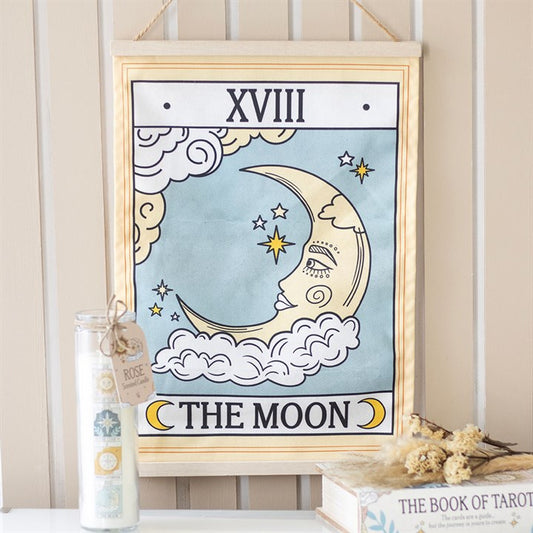 The Moon Vintage Tarot Wall Hanging | Wall Decor | Witchy Divination Gift | Gift for Him