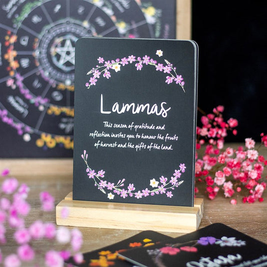 Wheel of the Year Altar Cards with Stand | Card Deck with Guidebook | Pagan Wicca Altar Decor | Unique Gift Idea